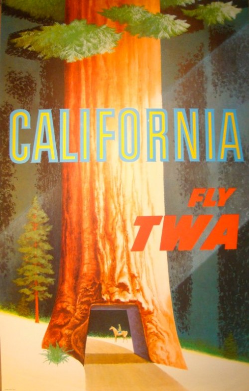 Vintage TWA California Travel Poster by David Klein