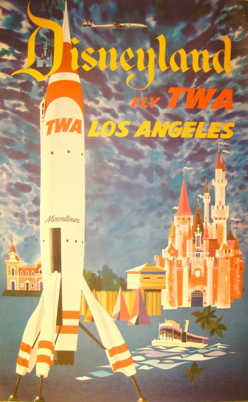 Vintage TWA Disneyland Travel Poster by David Klein