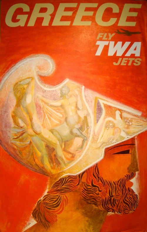 Vintage TWA Greece Travel Poster by David Klein