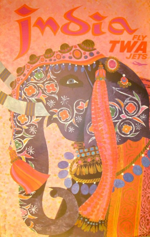 Vintage TWA India Travel Poster by David Klein