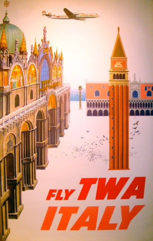 Vintage TWA Italy Travel Poster by David Klein
