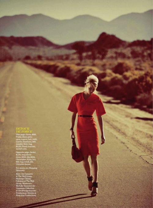 Kalle Gustafsson shoots Caroline Winberg for the One For The Road editorial in the March 2011 issue of Marie Claire US. Styling by Zanna Roberts Rassi.