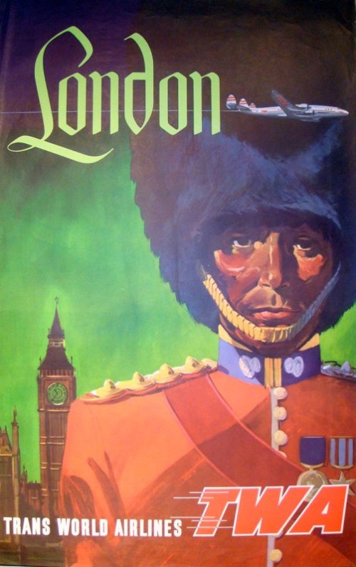 Vintage TWA London Soldier Travel Poster by David Klein