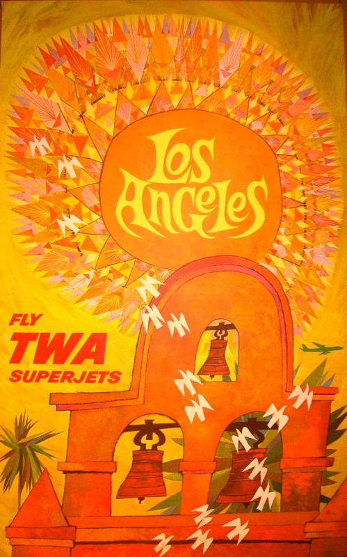 Vintage TWA Los Angeles Travel Poster by David Klein