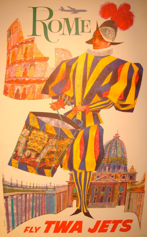 Vintage TWA Rome Travel Poster by David Klein