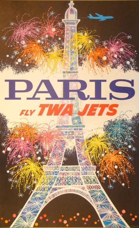 Vintage TWA Paris Travel Poster by David Klein