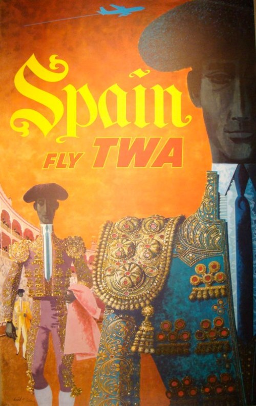 Vintage TWA Spain Travel Poster by David Klein