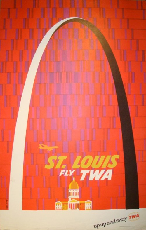 Vintage TWA St. Louis Travel Poster by David Klein