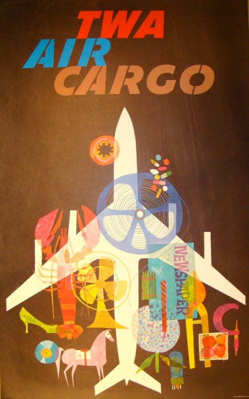Vintage TWA Cargo Travel Poster by David Klein