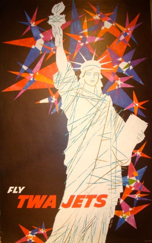 Vintage TWA Jets Travel Poster by David Klein